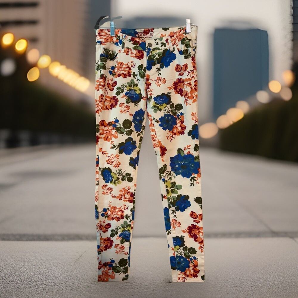 Arden b Y2K 90’s White Floral Jeans Women's Sz 8 Cottagecore Festival Rockabilly